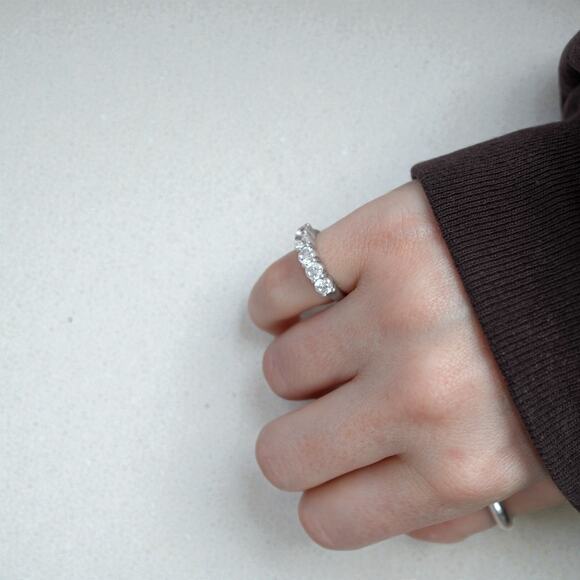 Vintage Sterling Silver CZ Three Stone Engagement Wedding Ring Size 4.75 - Picture 7 of 9